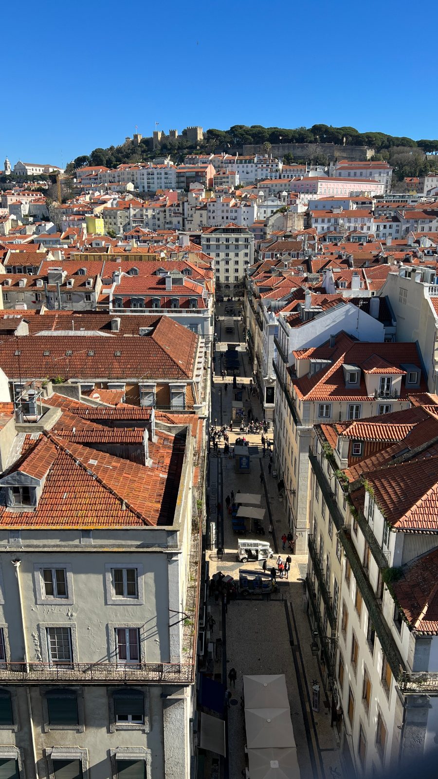 Vistas sobre los tejados y calles del centro de Lisboa